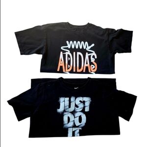 Adidas and Nike Black Short Sleeve Tees For Youth Sz 14-16 with Iconic Designs